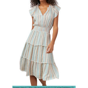 Rails SZ M Amellia Sag Harbour Stripe Dress Linen Blend $218